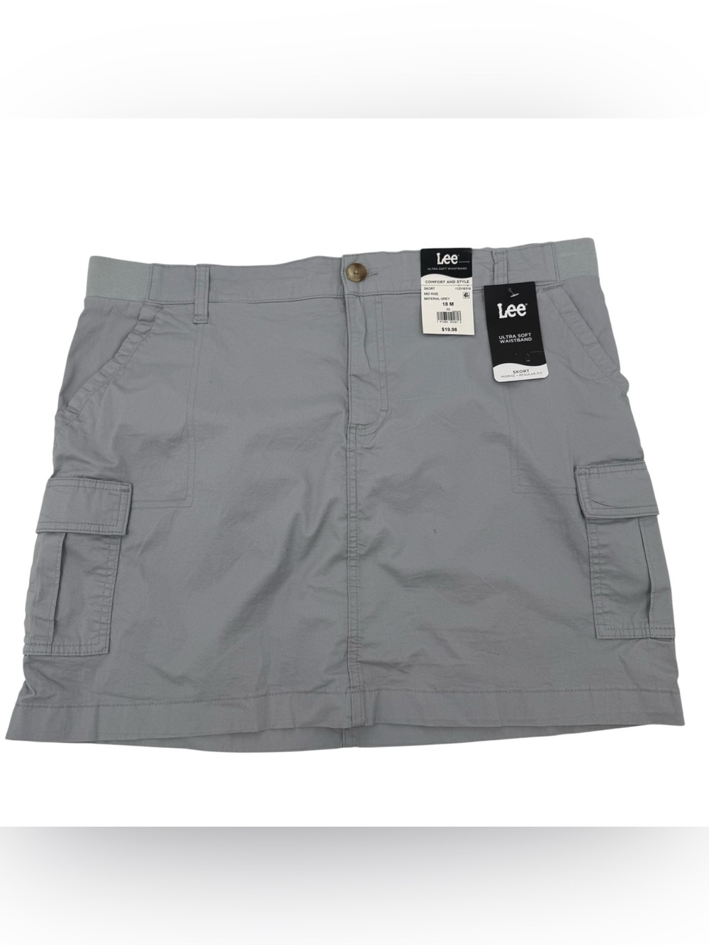 NWT Lee Skort Women’s Size 18 Gray grey comfort waist New